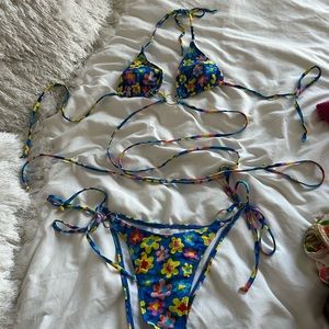 Shein floral wrap tie bikini